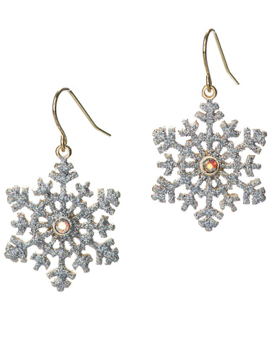 Snow Flake A/B Crystal Glitter Fashion Earrings - Jewelry Nexus