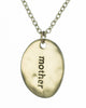 Engraved Words Mother Hammered Dainty Oval Disc Pendant Necklace by Jewelry Nexus