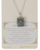 Blue Filigree Cross Locket Lord's Prayer Scroll Necklace Our Father in Heaven Hollowed Be Your Name