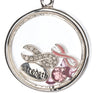 Pink Ribbon & Strength Floating Charm Locket Necklace