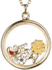 MOM Theme Heart & Yellow Flower Floating Charm Locket Necklace