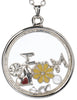 MOM Theme Heart & Yellow Flower Floating Charm Locket Necklace