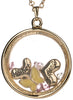 Mother & Daughter Theme Heart & Yellow Butterfly Floating Charm Locket Necklace