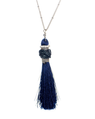 Bohemian Chic Long Embellished Tassel Fringe Pendant Necklace