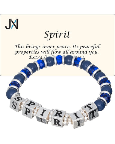 Spirit & Peace Glass Bead Inspirational Bead Stretch Bracelet by Jewelry Nexus