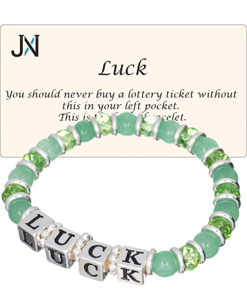 Mint Green Luck & Lucky Opportunity Charm Bead Bracelet by Jewelry Nexus