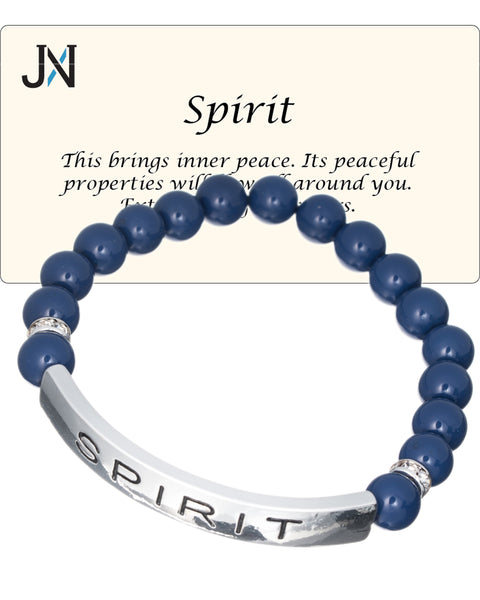 Spirit & Peace Glass Bead Inspirational Bead Stretch Bracelet by Jewelry Nexus