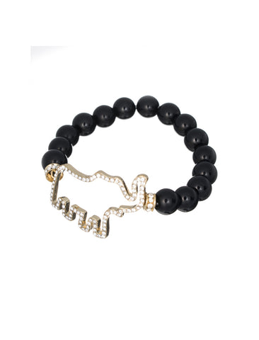 Gold-tone Elephant Bead with Crystals Stretch Bracelet - Jewelry Nexus