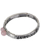 My Pink Ribbon Prayer…."Survivor" Bead Hammered Stretch Bracelet - Jewelry Nexus