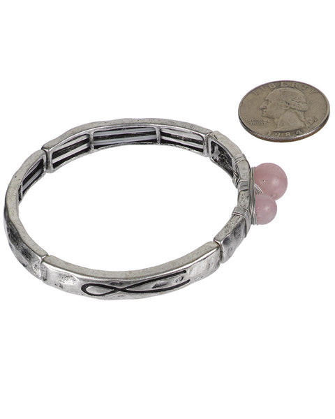 Pink Ribbon "Courage" Adjustable Bracelet "Mental or Moral Strength to Venture.... " - Jewelry Nexus