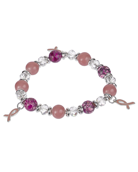 My Pink Ribbon Prayer…."I Believe…." Psalm 119:66 Bead Stretch Bracelet - Jewelry Nexus