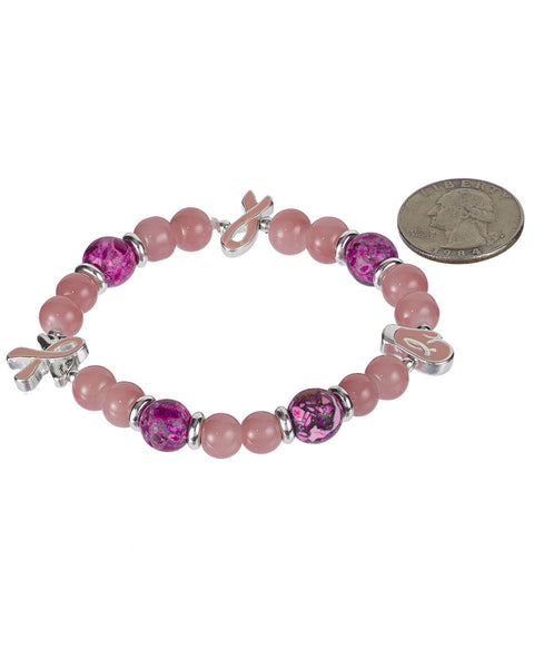 My Pink Ribbon Prayer…."Heal me" Psalm 6:2 Bead Stretch Bracelet - Jewelry Nexus