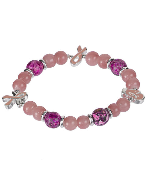 My Pink Ribbon Prayer…."Heal me" Psalm 6:2 Bead Stretch Bracelet - Jewelry Nexus