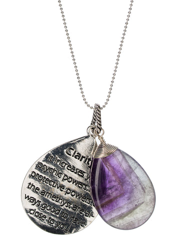 Silver-Tone Clarity Purple Glass Stone Increases Your Psychic Protective Powers by Jewelry Nexus