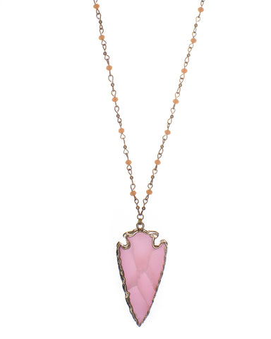 Vintage-Inspired Glass Arrowhead Pendant Long Necklace