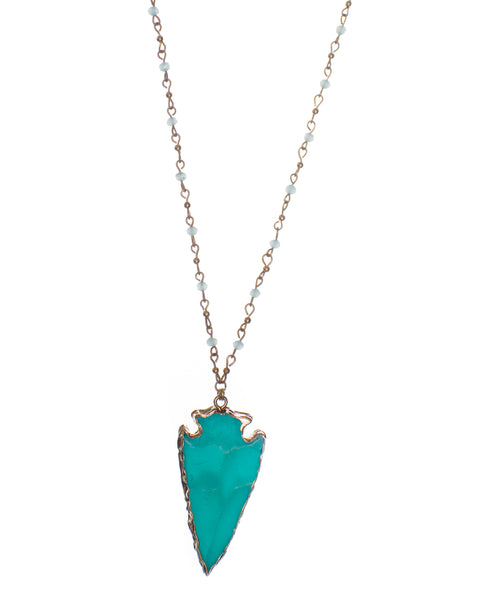 Vintage-Inspired Glass Arrowhead Pendant Long Necklace