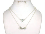 Love Theme Heart Multi Layer Double Layer Silver-tone Necklace by Jewelry Nexus