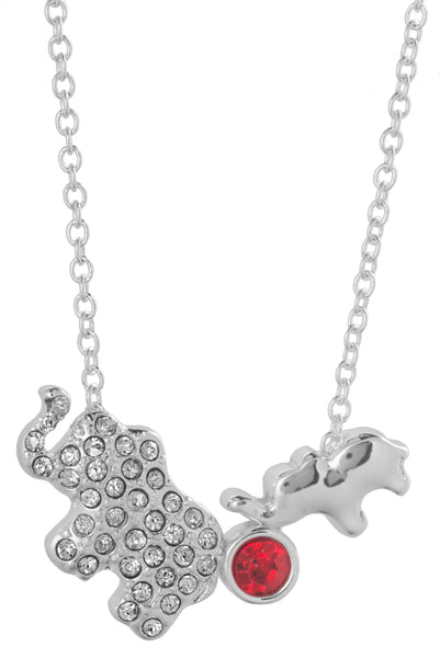 Mother & Baby Elephant Crystal Stone 17" Necklace in a by Jewelry Nexus