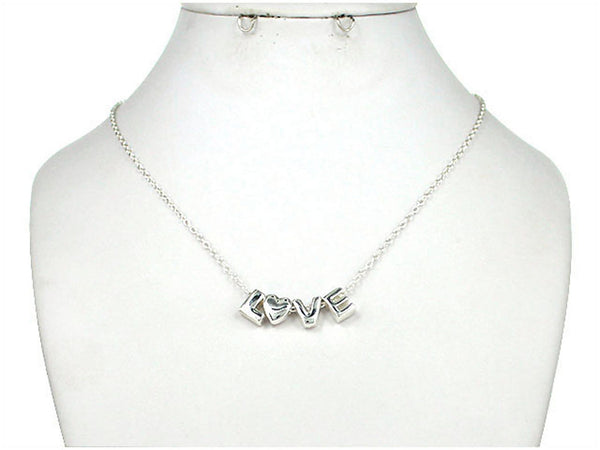"LOVE" Theme Silver-tone 18" Necklace by Jewelry Nexus