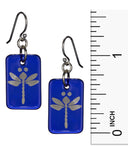 Out of the Blue Hand Painted Sterling Silver Dragonfly Earrings on French Wire
