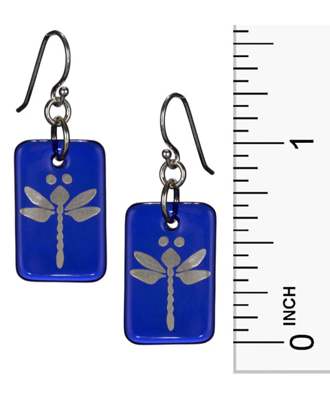 Out of the Blue Hand Painted Sterling Silver Dragonfly Earrings on French Wire