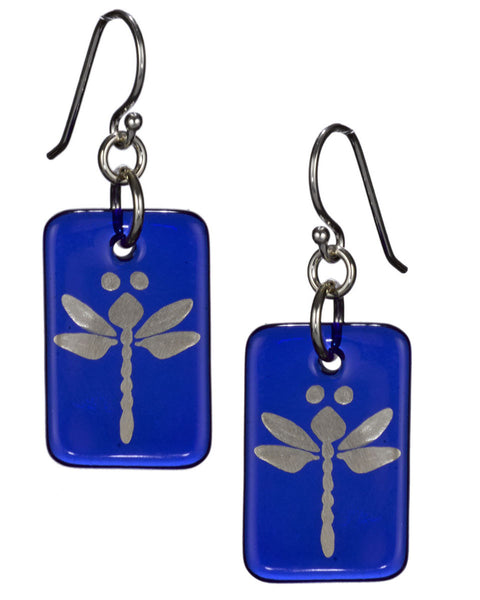 Out of the Blue Hand Painted Sterling Silver Dragonfly Earrings on French Wire