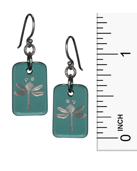 Out of the Blue Hand Painted Sterling Silver Dragonfly Earrings on French Wire