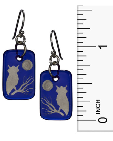 Out of the Blue Hand Painted Sterling Silver Owl on Branch Earring & French Wire