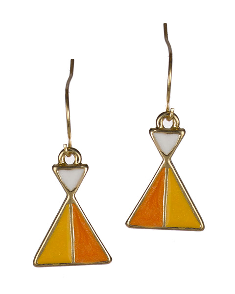 Chevron Theme Tribal Orange & Yellow Gold-tone 18" Necklace Set Earrings by Jewelry Nexus