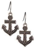 Anchor Pendant Necklace Nautical Theme with Rhinestones Set with Earrings by Jewelry Nexus