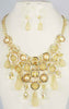 Cluster Tear Drop Glitter Ball Chunky Bib on Curb Necklace Set & Matching Earrings by Jewelry Nexus