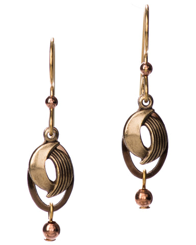 Hammered Layered Swirl Brass-tone Swirl Earrings by Silver Forest