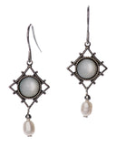 Stipple Textured Rhomboid Shell Bead Drop Earrings by Silver Forest