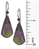 Shoshannah Tear Drop Painted Sparkly Flower Design Dangle Earrings