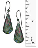 Shoshannah Tear Drop Painted Sparkly Swirl Line Design Dangle Earrings