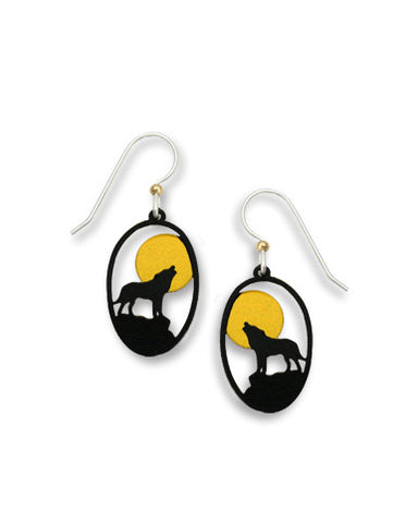 Wolf Howling at Moon Earrings, Handmade in USA by Sienna Sky si1064