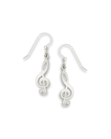 Polished Treble Cleft Music Piano Note Earrings Made in USA by Sienna Sky 1100