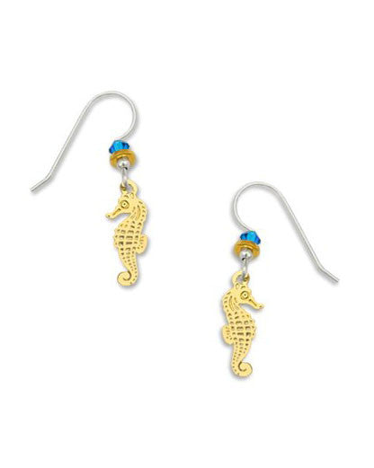 Sea Horse Earrings Gold Tone Plated, Handmade in the USA by Sienna Sky 1167