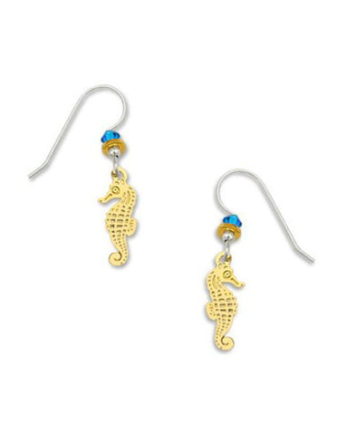 Sea Horse Earrings Gold Tone Plated, Handmade in the USA by Sienna Sky 1167