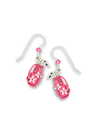 Pink Daisy Golf Bag Earrings, Handmade in USA by Sienna Sky si1178 [Jewelry]