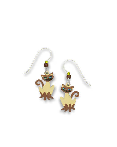 Siamese Cat "Rajah" Earrings, Handmade in USA by Sienna Sky 1188