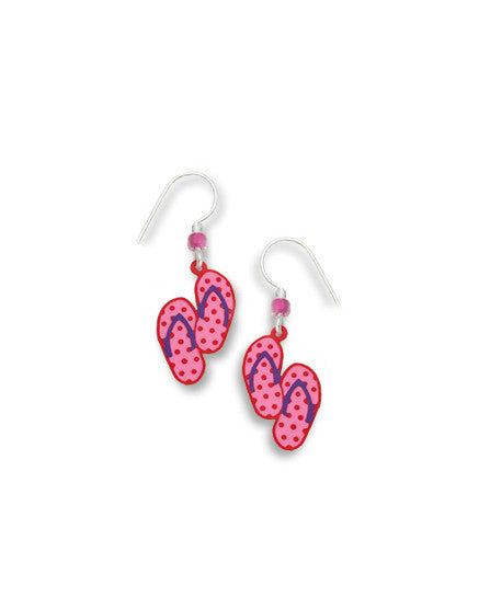 Polka Dots Flip Flops Earrings in a Gift Box, Handmade in the USA by Sienna Sky, Pink