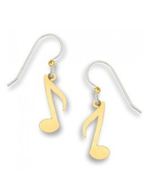 Gold Tone Plate Musical Note Earrings Handmade in USA by Sienna Sky 1203