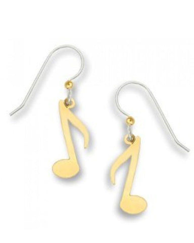 Gold Tone Plate Musical Note Earrings Handmade in USA by Sienna Sky 1203