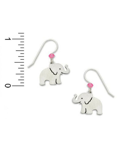 Baby Elephant Earrings with Pink Bead Made in the USA by Sienna Sky 1218