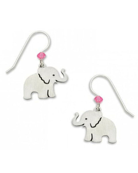 Baby Elephant Earrings with Pink Bead Made in the USA by Sienna Sky 1218