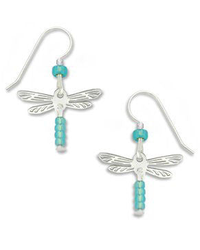 Dragonfly Earrings with Mint Green Beads by Sienna Sky 1240