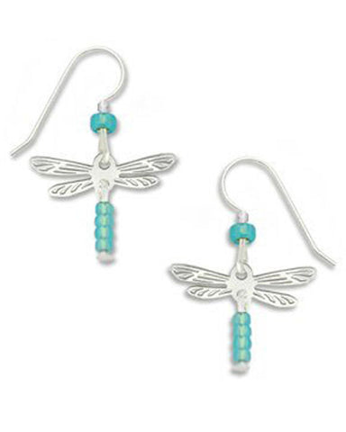 Dragonfly Earrings with Mint Green Beads by Sienna Sky 1240