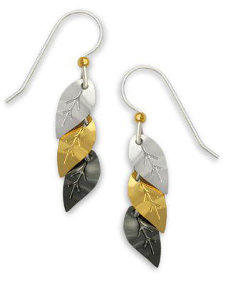 Leaves Autumn Gold Tone Plate Earrings, Handmade in the USA by Sienna Sky 1283