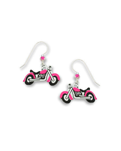 Pink Motorcycle Earrings Handmade in USA by Sienna Sky 1362